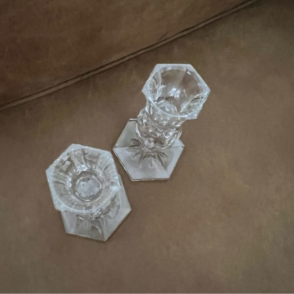 Crystal Candleholders Vintage Kristal Candlesticks set of 2 - Picture 6 of 6